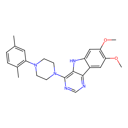 4-[4-(2,5-dimethylphenyl)piperazin-1-yl]-7,8-dimethoxy-5H-pyrimido[5,4-b]indole structure