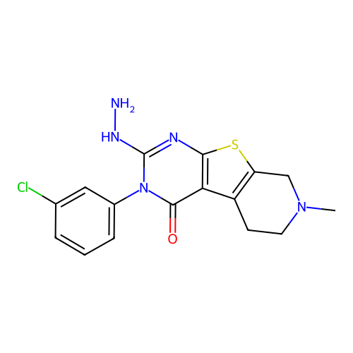 3-(3-chlorophenyl)-2-hydrazinyl-7-methyl-5,6,7,8-tetrahydropyrido[4',3':4,5]thieno[2,3-d]pyrimidin-4(3H)-one structure