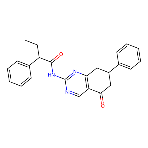 N-(5-oxo-7-phenyl-5,6,7,8-tetrahydroquinazolin-2-yl)-2-phenylbutanamide structure