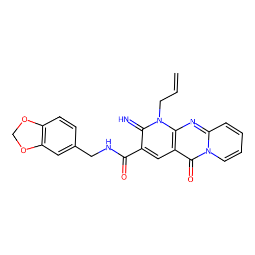 1-allyl-N~3~-(1,3-benzodioxol-5-ylmethyl)-2-imino-5-oxo-1,5-dihydro-2H-dipyrido[1,2-a:2,3-d]pyrimidine-3-carboxamide structure