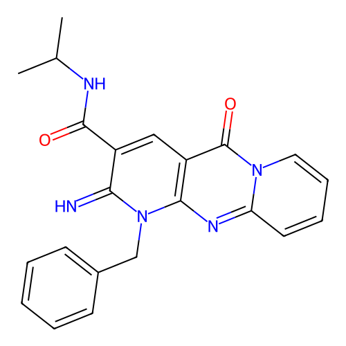 1-benzyl-2-imino-5-oxo-N-(propan-2-yl)-1,5-dihydro-2H-dipyrido[1,2-a:2',3'-d]pyrimidine-3-carboxamide structure