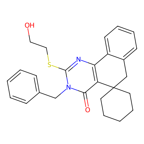 3-benzyl-2-((2-hydroxyethyl)thio)-3H-spiro[benzo[h]quinazoline-5,1'-cyclohexan]-4(6H)-one structure
