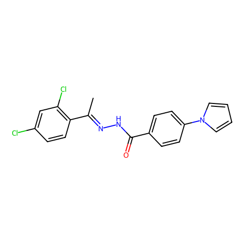 N'-[(1E)-1-(2,4-dichlorophenyl)ethylidene]-4-(1H-pyrrol-1-yl)benzohydrazide structure