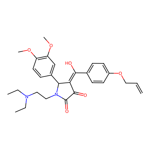 (4E)-1-(2-diethylaminoethyl)-5-(3,4-dimethoxyphenyl)-4-[hydroxy-(4-prop-2-enoxyphenyl)methylidene]pyrrolidine-2,3-dione structure