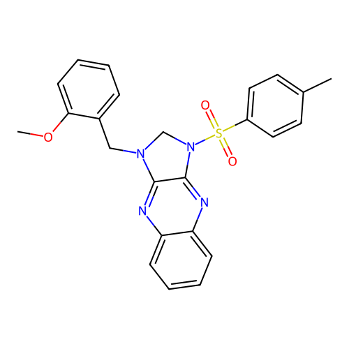 1-(2-methoxybenzyl)-3-tosyl-2,3-dihydro-1H-imidazo[4,5-b]quinoxaline structure