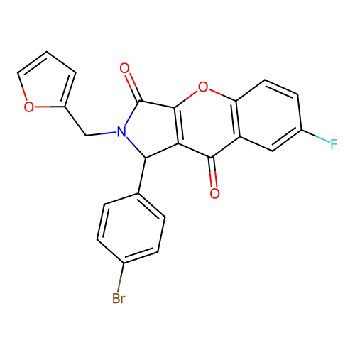 1-(4-bromophenyl)-7-fluoro-2-(furan-2-ylmethyl)-1,2-dihydrochromeno[2,3-c]pyrrole-3,9-dione structure