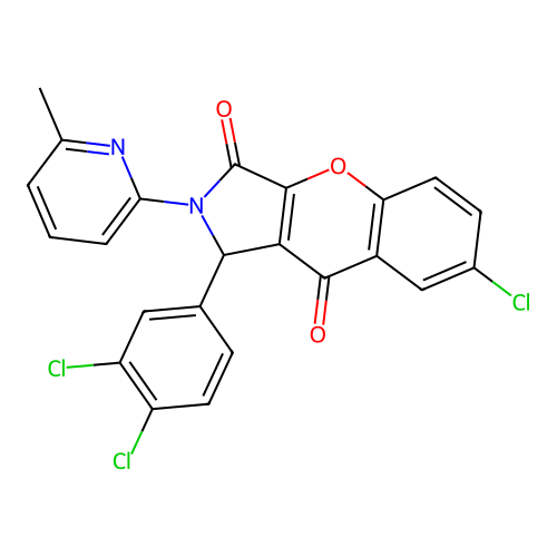 7-chloro-1-(3,4-dichlorophenyl)-2-(6-methylpyridin-2-yl)-1,2-dihydrochromeno[2,3-c]pyrrole-3,9-dione structure