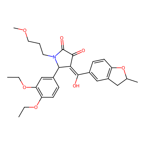 (4E)-5-(3,4-diethoxyphenyl)-4-[hydroxy(2-methyl-2,3-dihydro-1-benzofuran-5-yl)methylidene]-1-(3-methoxypropyl)pyrrolidine-2,3-dione structure
