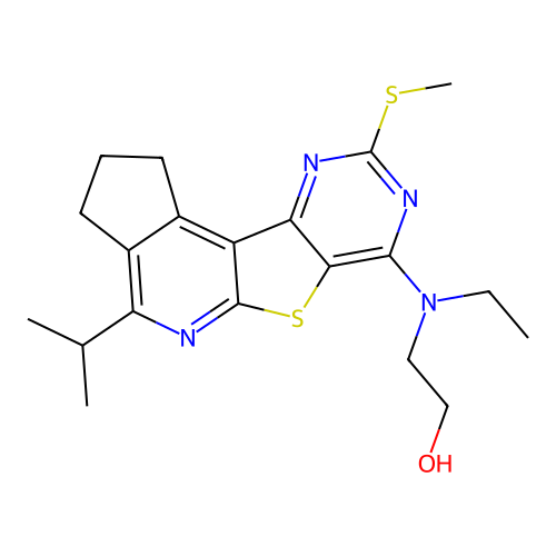 2-(ethyl(4-isopropyl-9-(methylthio)-2,3-dihydro-1H-cyclopenta[4',5']pyrido[3',2':4,5]thieno[3,2-d]pyrimidin-7-yl)amino)ethanol structure