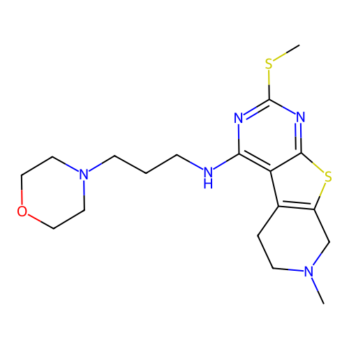 7-methyl-2-(methylsulfanyl)-N-[3-(morpholin-4-yl)propyl]-5,6,7,8-tetrahydropyrido[4',3':4,5]thieno[2,3-d]pyrimidin-4-amine structure
