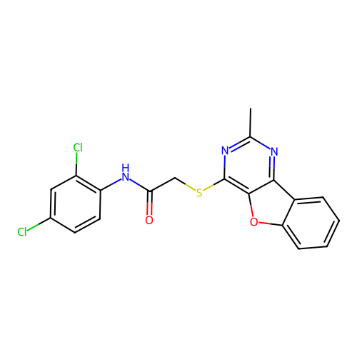 N-(2,4-dichlorophenyl)-2-((2-methylbenzofuro[3,2-d]pyrimidin-4-yl)thio)acetamide structure