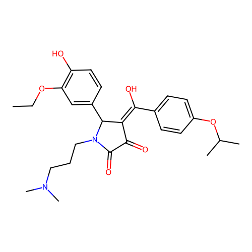 (4E)-1-[3-(dimethylamino)propyl]-5-(3-ethoxy-4-hydroxyphenyl)-4-[hydroxy-(4-propan-2-yloxyphenyl)methylidene]pyrrolidine-2,3-dione structure