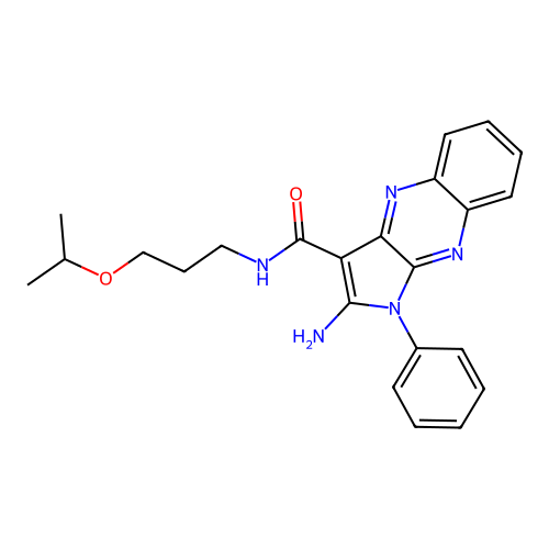 2-amino-1-phenyl-N-(3-propan-2-yloxypropyl)pyrrolo[3,2-b]quinoxaline-3-carboxamide structure