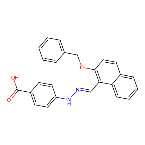 4-[(2E)-2-{[2-(benzyloxy)naphthalen-1-yl]methylidene}hydrazinyl]benzoic acid structure
