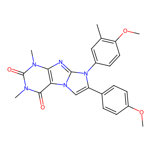 8-(4-methoxy-3-methylphenyl)-7-(4-methoxyphenyl)-1,3-dimethyl-1H-imidazo[2,1-f]purine-2,4(3H,8H)-dione structure