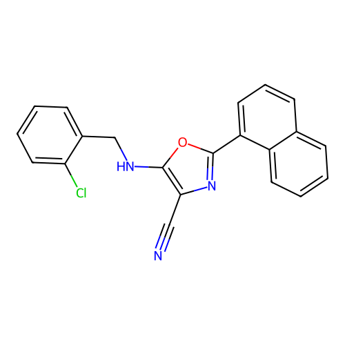 5-[(2-Chlorobenzyl)amino]-2-(naphthalen-1-yl)-1,3-oxazole-4-carbonitrile structure