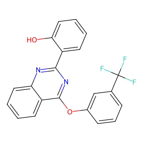 2-{4-[3-(Trifluoromethyl)phenoxy]quinazolin-1-ium-2-yl}phenolate structure