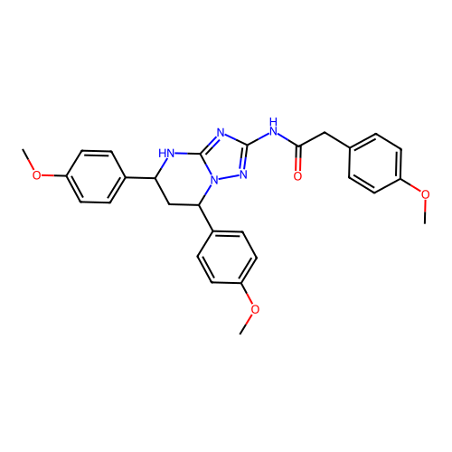 N-(5,7-bis(4-methoxyphenyl)-4,5,6,7-tetrahydro-[1,2,4]triazolo[1,5-a]pyrimidin-2-yl)-2-(4-methoxyphenyl)acetamide structure