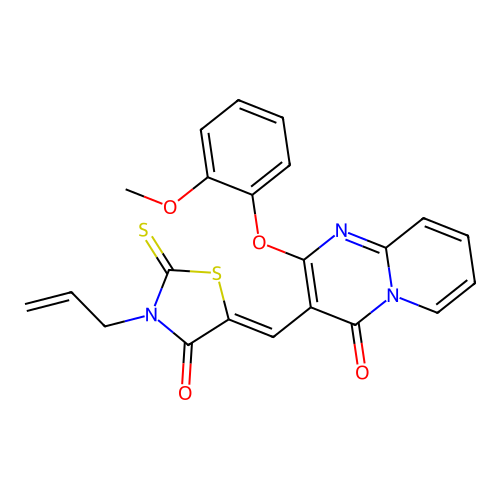 (Z)-3-allyl-5-((2-(2-methoxyphenoxy)-4-oxo-4H-pyrido[1,2-a]pyrimidin-3-yl)methylene)-2-thioxothiazolidin-4-one structure