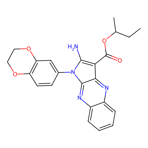 butan-2-yl 2-amino-1-(2,3-dihydro-1,4-benzodioxin-6-yl)-1H-pyrrolo[2,3-b]quinoxaline-3-carboxylate structure
