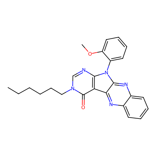 3-hexyl-11-(2-methoxyphenyl)-3H-pyrimido[5',4':4,5]pyrrolo[2,3-b]quinoxalin-4(11H)-one structure