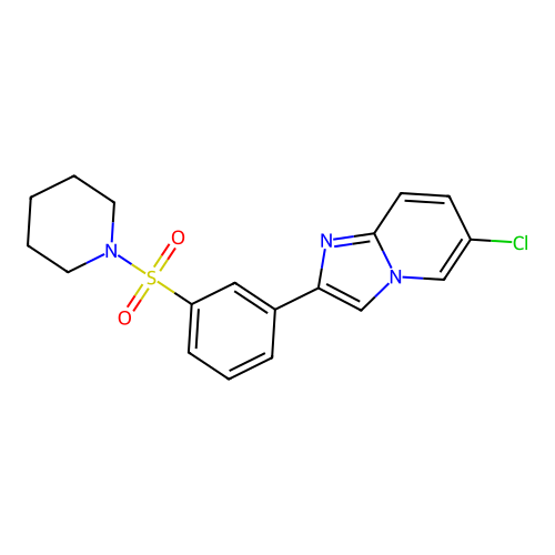 3-(6-Chloroimidazo[1,2-a]pyridin-2-yl)phenyl piperidino sulfone structure