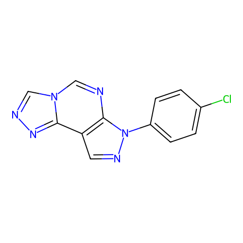 7-(4-chlorophenyl)-7H-pyrazolo[4,3-e][1,2,4]triazolo[4,3-c]pyrimidine structure