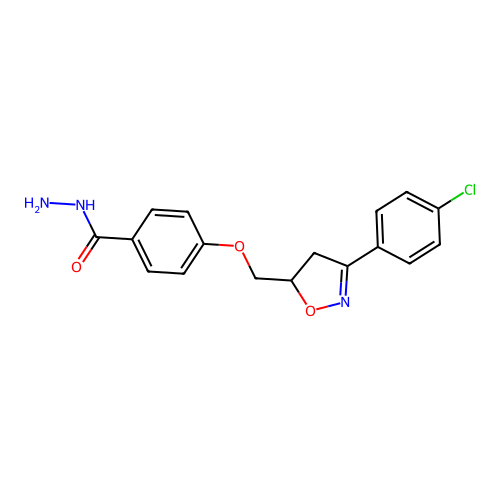 4-[[3-(4-Chlorophenyl)-4,5-dihydro-1,2-oxazol-5-yl]methoxy]benzohydrazide structure