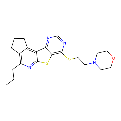 4-(2-((4-propyl-2,3-dihydro-1H-cyclopenta[4',5']pyrido[3',2':4,5]thieno[3,2-d]pyrimidin-7-yl)thio)ethyl)morpholine structure