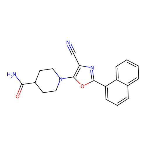 1-[4-Cyano-2-(naphthalen-1-yl)-1,3-oxazol-5-yl]piperidine-4-carboxamide structure