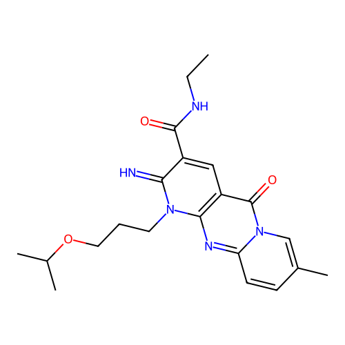 N-ethyl-6-imino-13-methyl-2-oxo-7-[3-(propan-2-yloxy)propyl]-1,7,9-triazatricyclo[8.4.0.0^{3,8}]tetradeca-3(8),4,9,11,13-pentaene-5-carboxamide structure