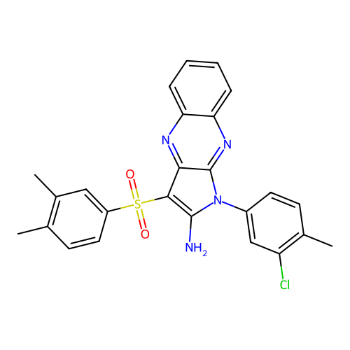 1-(3-chloro-4-methylphenyl)-3-(3,4-dimethylphenyl)sulfonylpyrrolo[3,2-b]quinoxalin-2-amine structure