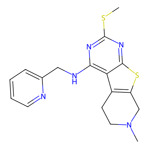 7-methyl-2-(methylsulfanyl)-N-(pyridin-2-ylmethyl)-5,6,7,8-tetrahydropyrido[4',3':4,5]thieno[2,3-d]pyrimidin-4-amine structure