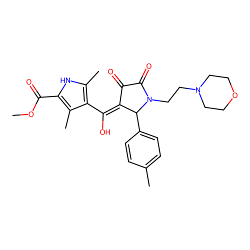 methyl 4-(4-hydroxy-1-(2-morpholinoethyl)-5-oxo-2-(p-tolyl)-2,5-dihydro-1H-pyrrole-3-carbonyl)-3,5-dimethyl-1H-pyrrole-2-carboxylate structure