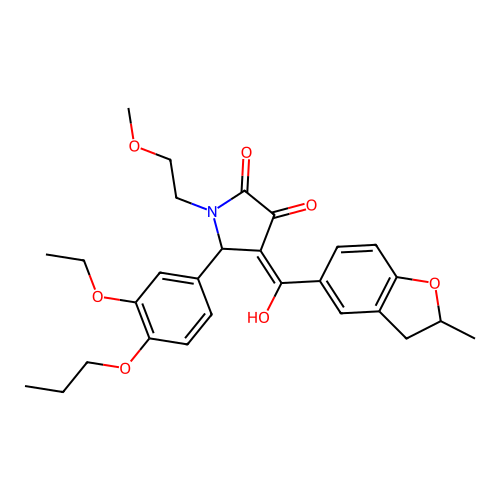 (4E)-5-(3-ethoxy-4-propoxyphenyl)-4-[hydroxy(2-methyl-2,3-dihydro-1-benzofuran-5-yl)methylidene]-1-(2-methoxyethyl)pyrrolidine-2,3-dione structure