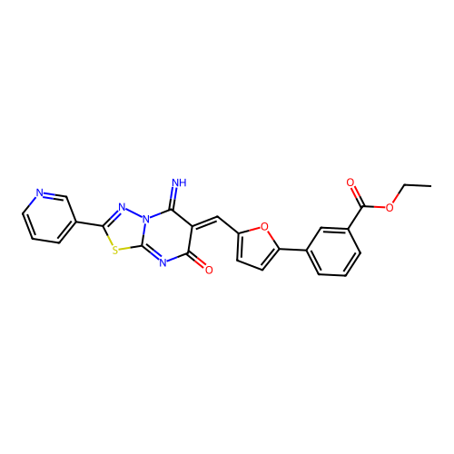 (Z)-ethyl 3-(5-((5-imino-7-oxo-2-(pyridin-3-yl)-5H-[1,3,4]thiadiazolo[3,2-a]pyrimidin-6(7H)-ylidene)methyl)furan-2-yl)benzoate structure