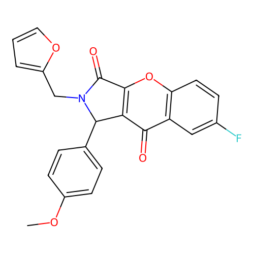 7-fluoro-2-(furan-2-ylmethyl)-1-(4-methoxyphenyl)-1,2-dihydrochromeno[2,3-c]pyrrole-3,9-dione structure
