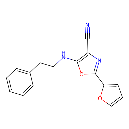 2-(Furan-2-yl)-5-[(2-phenylethyl)amino]-1,3-oxazole-4-carbonitrile structure