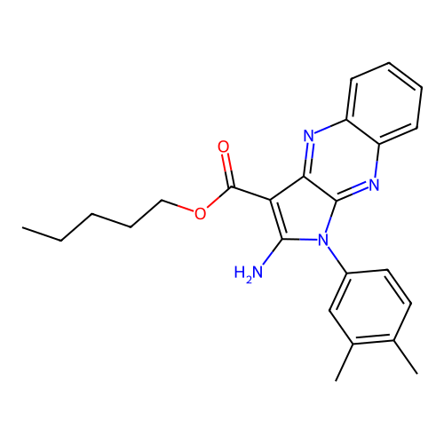 pentyl 2-amino-1-(3,4-dimethylphenyl)-1H-pyrrolo[2,3-b]quinoxaline-3-carboxylate structure