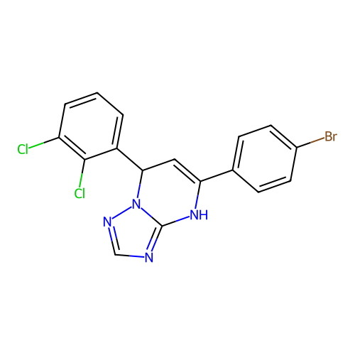 4-(4-bromophenyl)-2-(2,3-dichlorophenyl)-1,5,7,9-tetrazabicyclo[4.3.0]nona-3,5,7-triene structure
