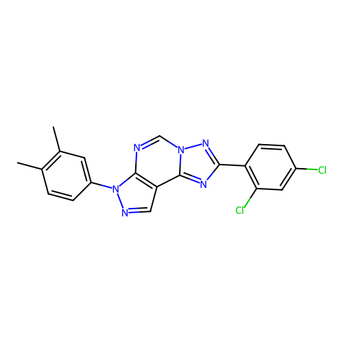 2-(2,4-dichlorophenyl)-7-(3,4-dimethylphenyl)-7H-pyrazolo[4,3-e][1,2,4]triazolo[1,5-c]pyrimidine structure