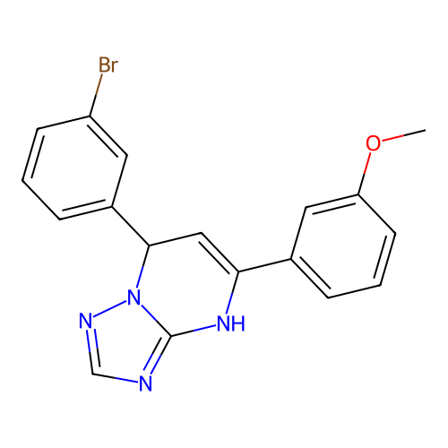 7-(3-bromophenyl)-5-(3-methoxyphenyl)-1,7-dihydro-[1,2,4]triazolo[1,5-a]pyrimidine structure