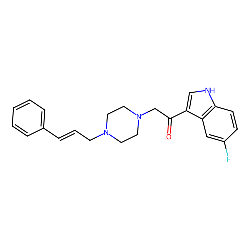 2-(4-cinnamylpiperazin-1-yl)-1-(5-fluoro-1H-indol-3-yl)ethanone structure