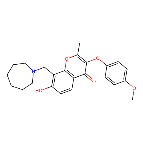 8-(azepan-1-ylmethyl)-7-hydroxy-3-(4-methoxyphenoxy)-2-methyl-4H-chromen-4-one structure