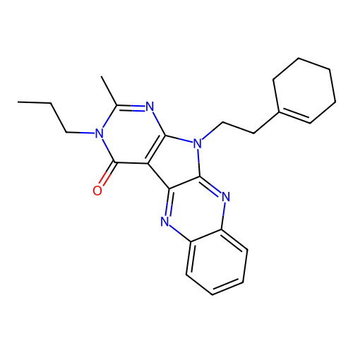 11-(2-(cyclohex-1-en-1-yl)ethyl)-2-methyl-3-propyl-3H-pyrimido[5',4':4,5]pyrrolo[2,3-b]quinoxalin-4(11H)-one structure