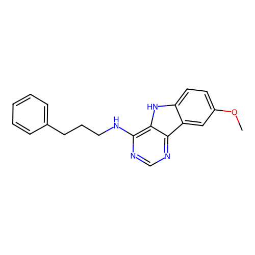 8-methoxy-N-(3-phenylpropyl)-5H-pyrimido[5,4-b]indol-4-amine structure