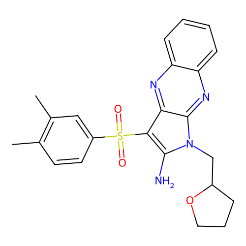 3-(3,4-dimethylphenyl)sulfonyl-1-(oxolan-2-ylmethyl)pyrrolo[3,2-b]quinoxalin-2-amine structure