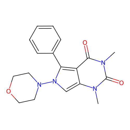1,3-dimethyl-6-morpholin-4-yl-5-phenylpyrrolo[3,4-d]pyrimidine-2,4-dione structure