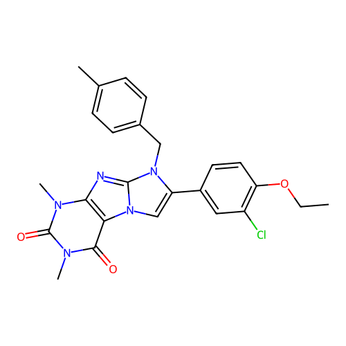 7-(3-chloro-4-ethoxyphenyl)-1,3-dimethyl-8-(4-methylbenzyl)-1H-imidazo[2,1-f]purine-2,4(3H,8H)-dione structure