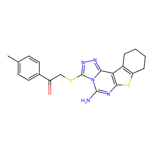 2-((5-amino-8,9,10,11-tetrahydrobenzo[4,5]thieno[3,2-e][1,2,4]triazolo[4,3-c]pyrimidin-3-yl)thio)-1-(p-tolyl)ethanone structure